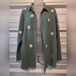 J. NNA Green Textured Shirt